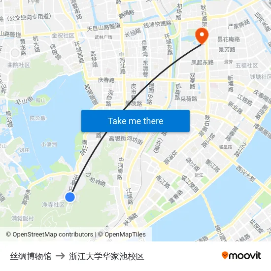 丝绸博物馆 to 浙江大学华家池校区 map