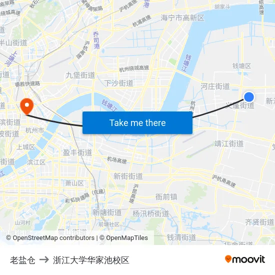 老盐仓 to 浙江大学华家池校区 map