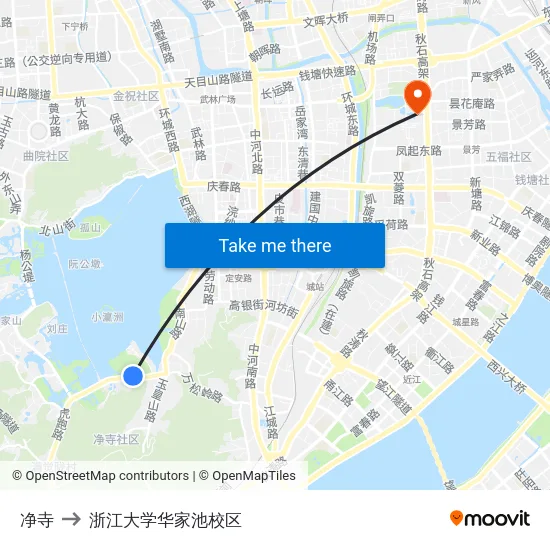 净寺 to 浙江大学华家池校区 map