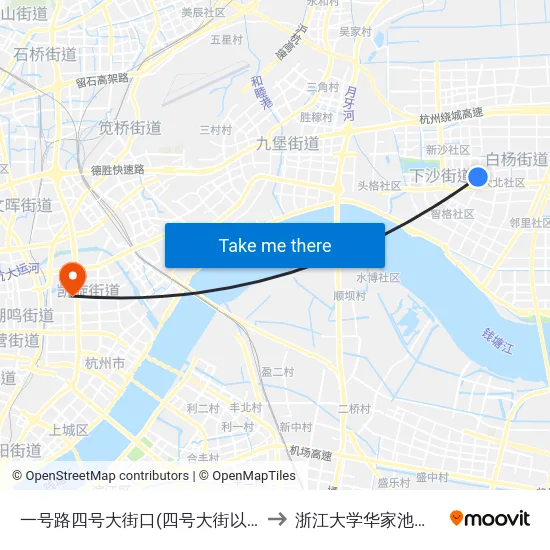一号路四号大街口(四号大街以南) to 浙江大学华家池校区 map