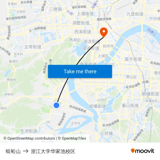 蜈蚣山 to 浙江大学华家池校区 map