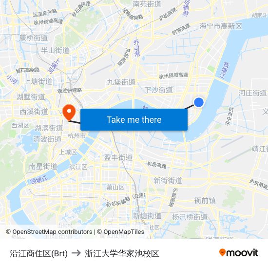 沿江商住区(Brt) to 浙江大学华家池校区 map