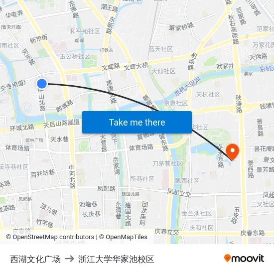 西湖文化广场 to 浙江大学华家池校区 map