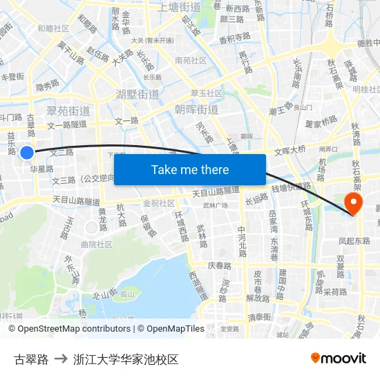 古翠路 to 浙江大学华家池校区 map