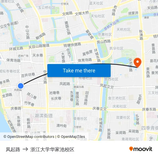 凤起路 to 浙江大学华家池校区 map