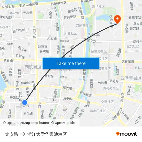 定安路 to 浙江大学华家池校区 map
