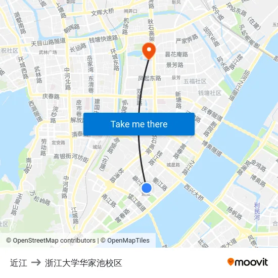 近江 to 浙江大学华家池校区 map