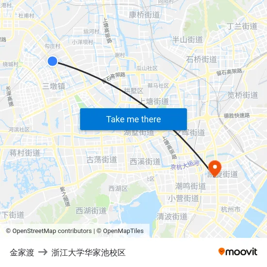 金家渡 to 浙江大学华家池校区 map