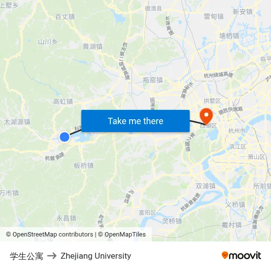 Student Dormitory to Zhejiang University map