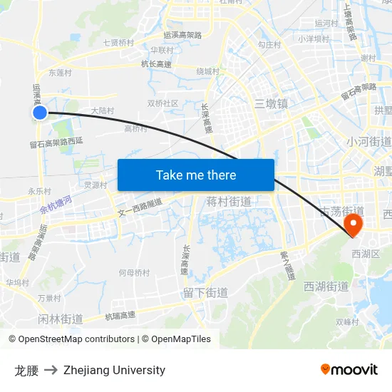 Longyao to Zhejiang University map