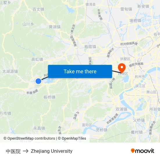 Traditional Chinese Medicine Hospital to Zhejiang University map