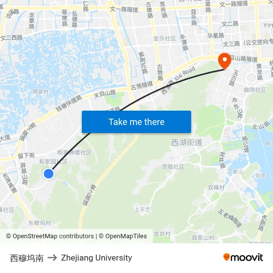 West Muwu South to Zhejiang University map
