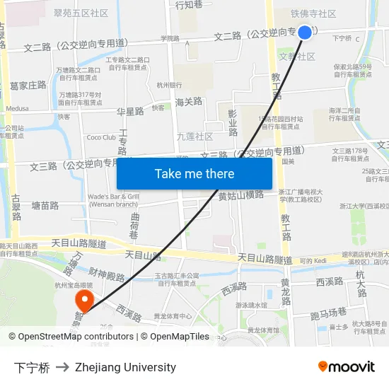 下宁桥 to Zhejiang University map