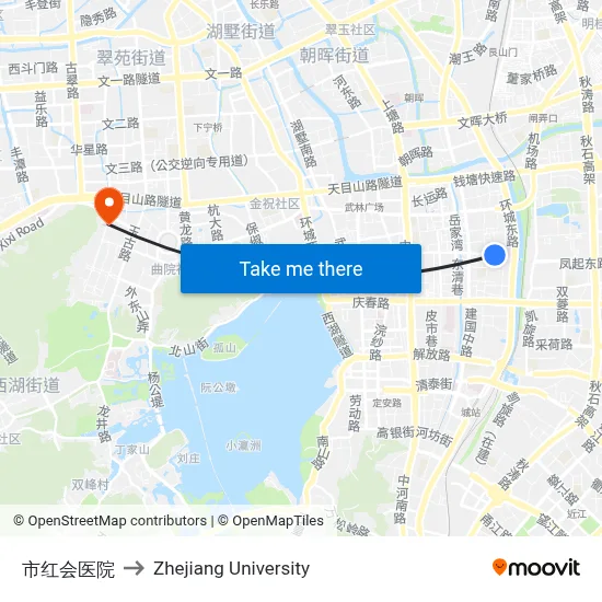 市红会医院 to Zhejiang University map