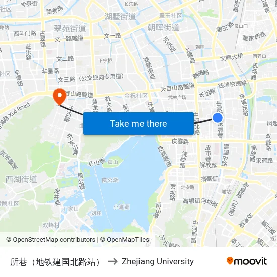 所巷（地铁建国北路站） to Zhejiang University map