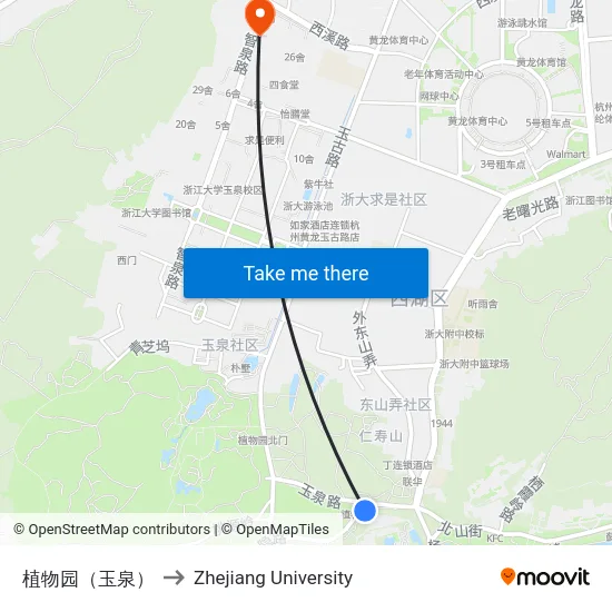 植物园（玉泉） to Zhejiang University map