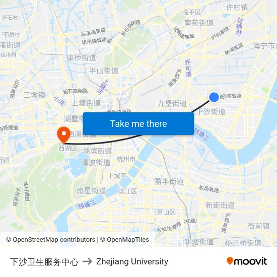 下沙卫生服务中心 to Zhejiang University map