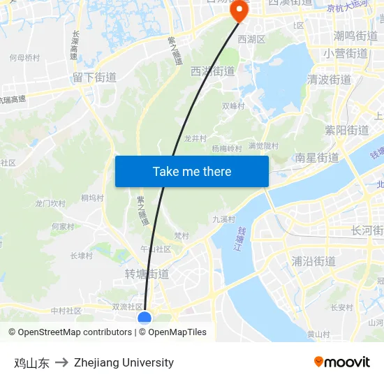 鸡山东 to Zhejiang University map