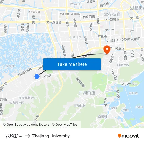 花坞新村 to Zhejiang University map