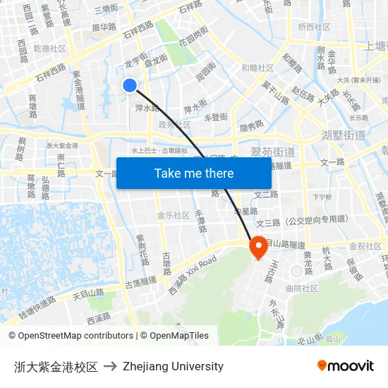 Zhejiang University Zijingang Campus to Zhejiang University map