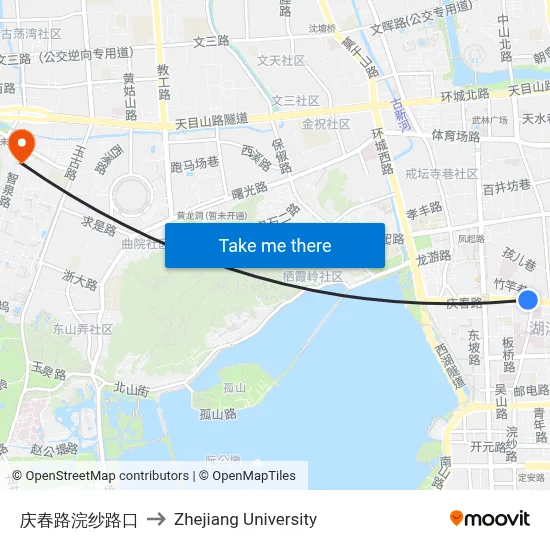 庆春路浣纱路口 to Zhejiang University map