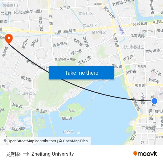 Longxiang Bridge to Zhejiang University map