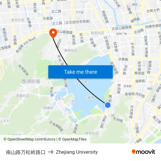 南山路万松岭路口 to Zhejiang University map