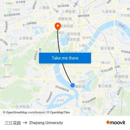 三江花园 to Zhejiang University map