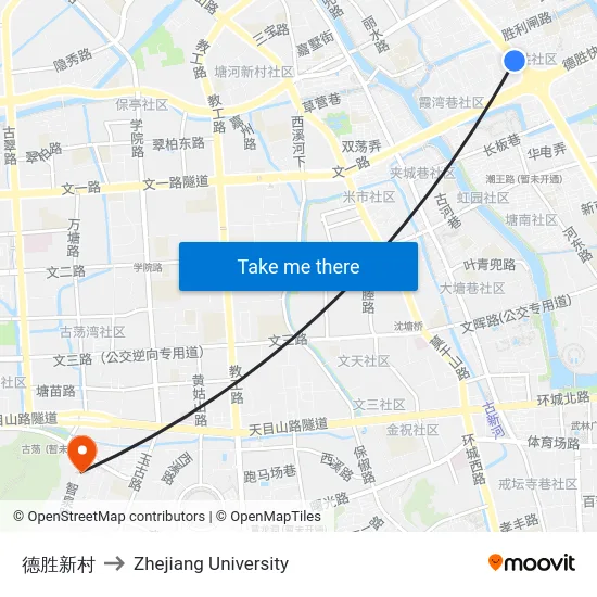 Desheng New Village to Zhejiang University map