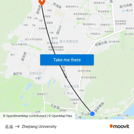 岳庙 to Zhejiang University map