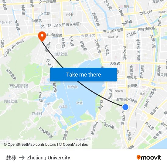 鼓楼 to Zhejiang University map