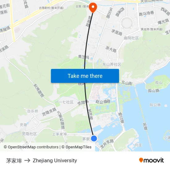 Maojiabou to Zhejiang University map