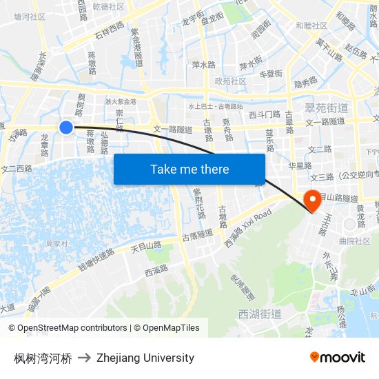 枫树湾河桥 to Zhejiang University map