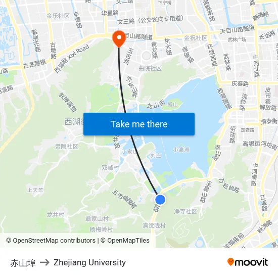 Chishanbu to Zhejiang University map
