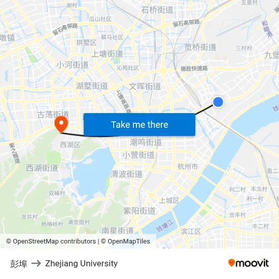 Bengbu to Zhejiang University map