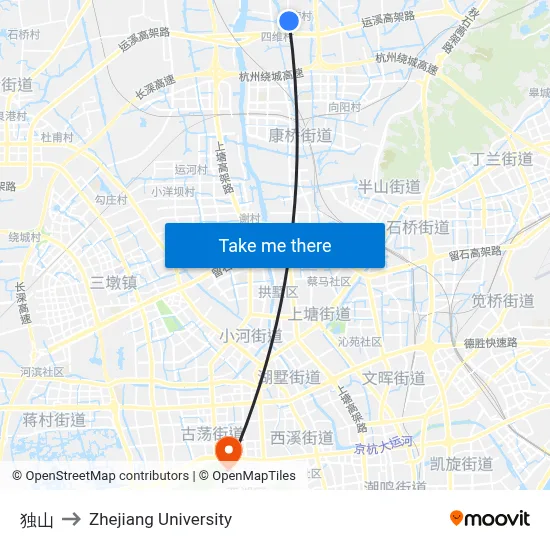 Dushan to Zhejiang University map