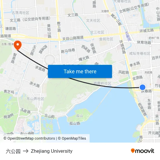 六公园 to Zhejiang University map