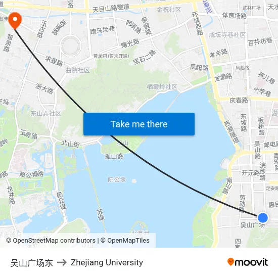 吴山广场东 to Zhejiang University map