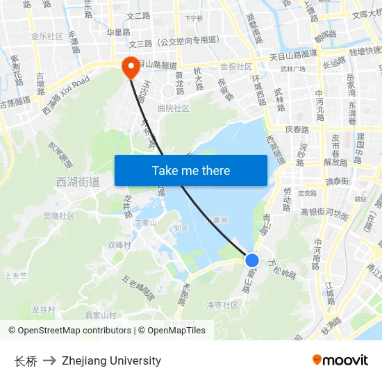 Long Bridge to Zhejiang University map
