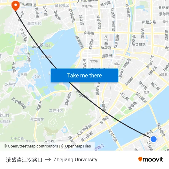 滨盛路江汉路口 to Zhejiang University map