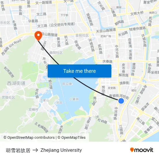 胡雪岩故居 to Zhejiang University map