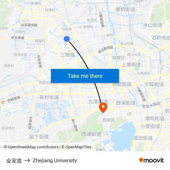Jinjia Ferry to Zhejiang University map