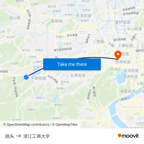 跳头 to 浙江工商大学 map