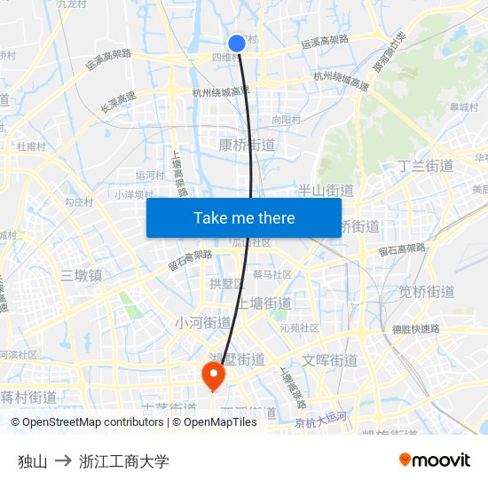 独山 to 浙江工商大学 map