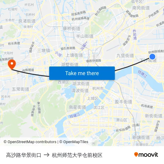 高沙路华景街口 to 杭州师范大学仓前校区 map