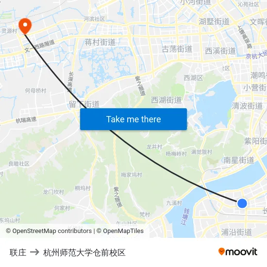 联庄 to 杭州师范大学仓前校区 map