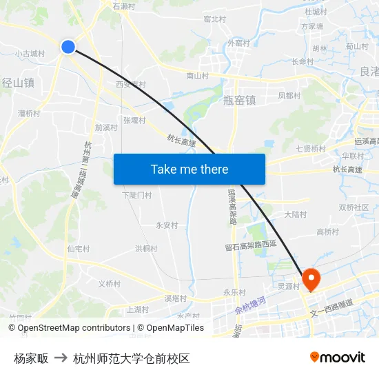 杨家畈 to 杭州师范大学仓前校区 map