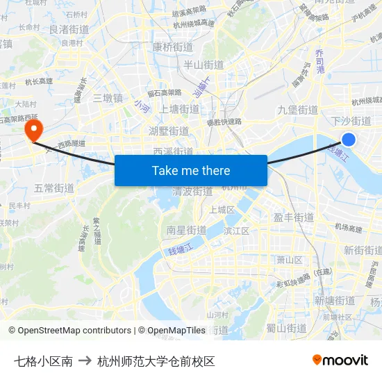 七格小区南 to 杭州师范大学仓前校区 map