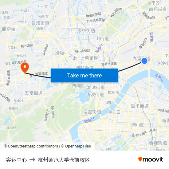 客运中心 to 杭州师范大学仓前校区 map