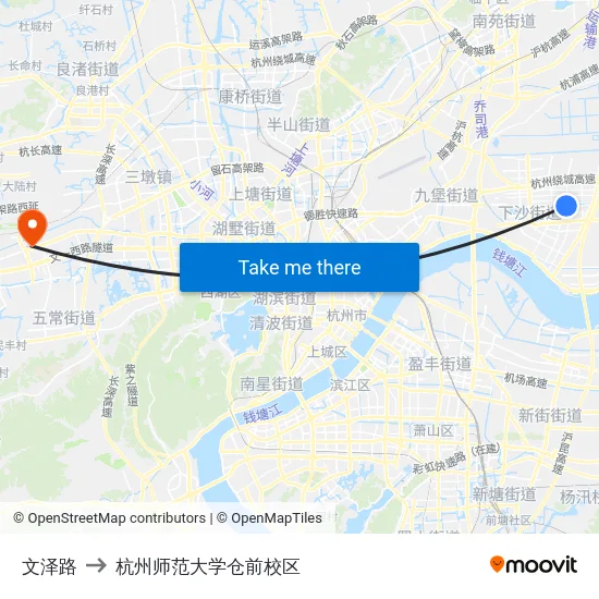 文泽路 to 杭州师范大学仓前校区 map